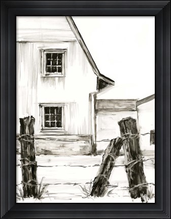 Framed Rustic Barbed Wire I Print