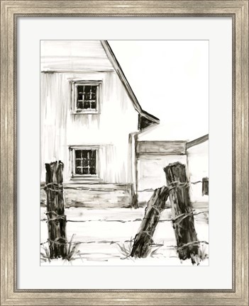 Framed Rustic Barbed Wire I Print