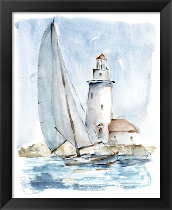 Framed Sailing into the Harbor I Print