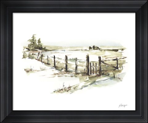 Framed Farm Fence I Print