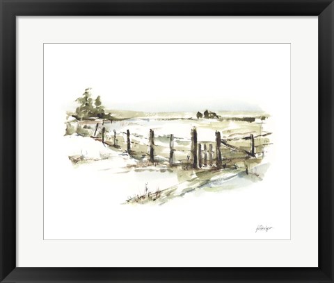 Framed Farm Fence I Print