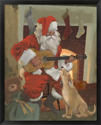 Framed Santa Serenade Print