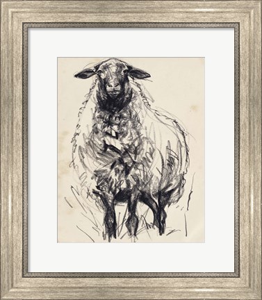 Framed Charcoal Sheep I Print