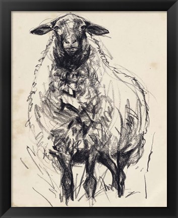 Framed Charcoal Sheep I Print