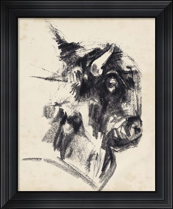 Framed Bison Head Gesture I Print