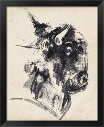 Framed Bison Head Gesture I Print