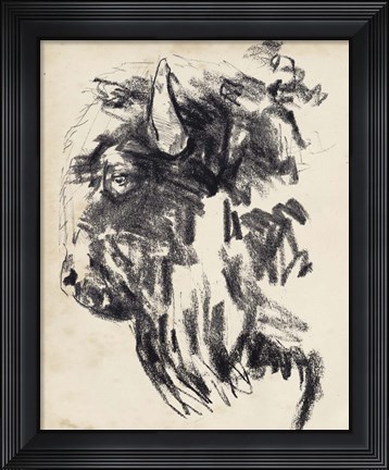 Framed Bison Head Gesture II Print