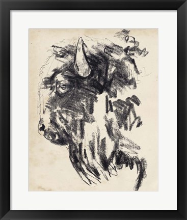 Framed Bison Head Gesture II Print