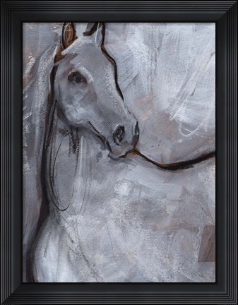Framed White Horse Contour I Print