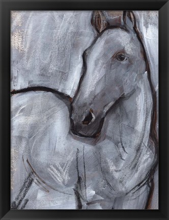 Framed White Horse Contour II Print