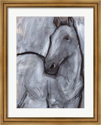 Framed White Horse Contour II Print