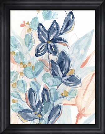 Framed Blooming Blues I Print