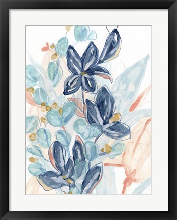 Framed Blooming Blues I Print