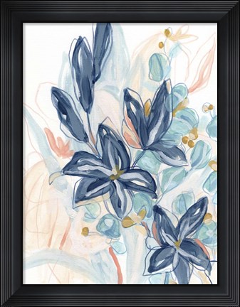 Framed Blooming Blues II Print