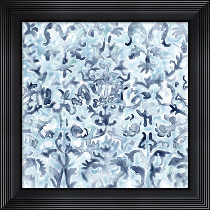Framed Azure Mosaic Tile III Print