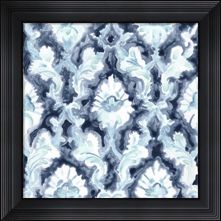 Framed Azure Mosaic Tile IV Print