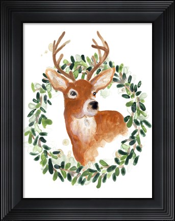 Framed Woodland Holiday Deer Print