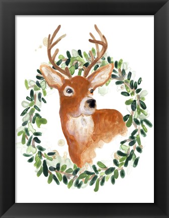 Framed Woodland Holiday Deer Print