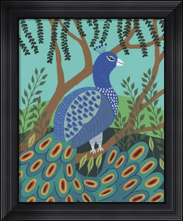 Framed Dandy Peacock I Print