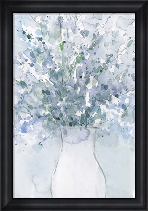 Framed Powder Blue Arrangement in Vase I Print