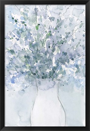 Framed Powder Blue Arrangement in Vase I Print