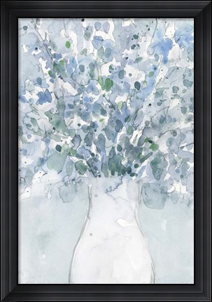 Framed Powder Blue Arrangement in Vase II Print