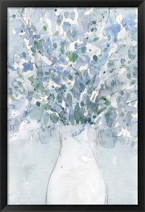 Framed Powder Blue Arrangement in Vase II Print