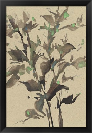 Framed Leaves on Taupe II Print