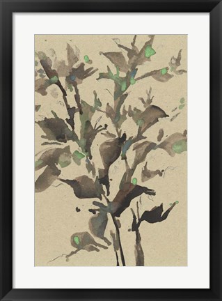 Framed Leaves on Taupe II Print