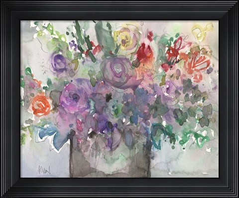 Framed Mixed Water Garden I Print