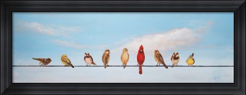 Framed Sweet Birds on a Wire I Print