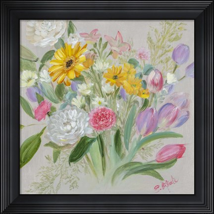 Framed Floral Burst I Print