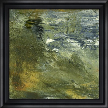 Framed Encaustic Tile in Green I Print