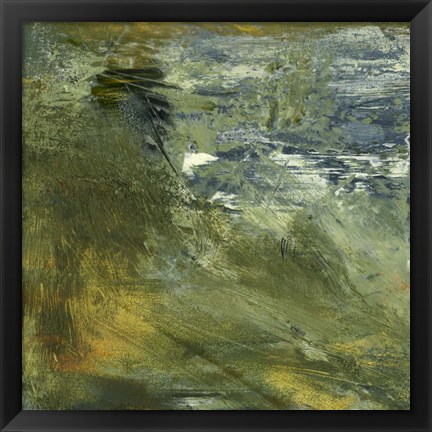 Framed Encaustic Tile in Green I Print