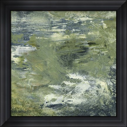 Framed Encaustic Tile in Green II Print