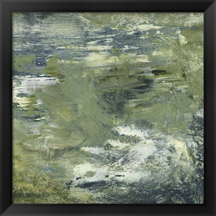 Framed Encaustic Tile in Green II Print