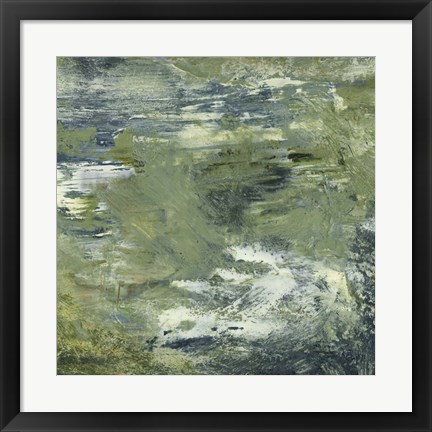 Framed Encaustic Tile in Green II Print