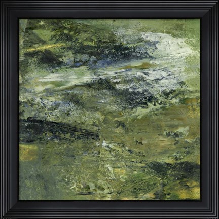 Framed Encaustic Tile in Green III Print