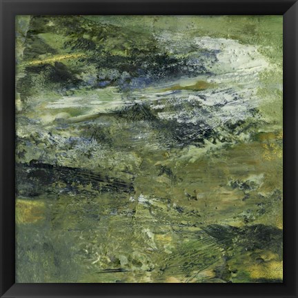 Framed Encaustic Tile in Green III Print