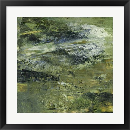 Framed Encaustic Tile in Green III Print