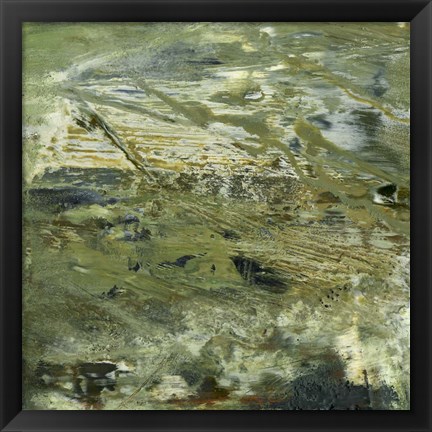 Framed Encaustic Tile in Green V Print