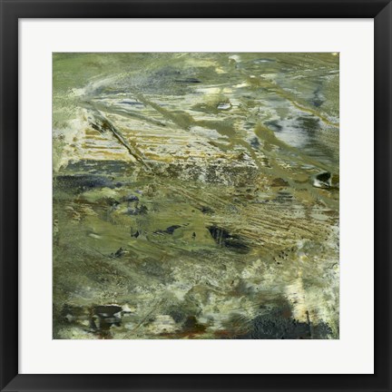 Framed Encaustic Tile in Green V Print