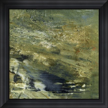 Framed Encaustic Tile in Green VI Print