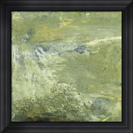 Framed Encaustic Tile in Green VII Print