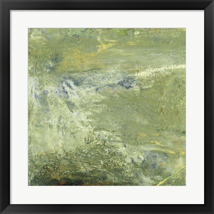 Framed Encaustic Tile in Green VII Print