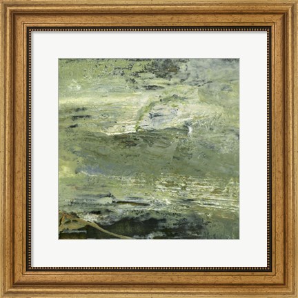 Framed Encaustic Tile in Green VIII Print