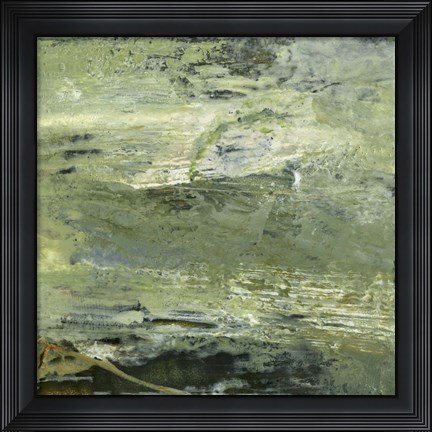 Framed Encaustic Tile in Green VIII Print