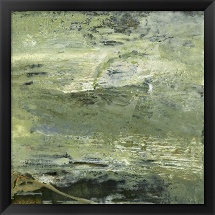 Framed Encaustic Tile in Green VIII Print