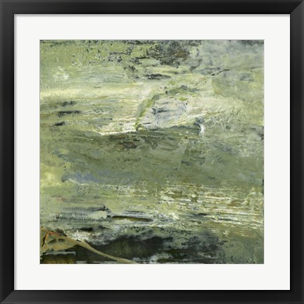 Framed Encaustic Tile in Green VIII Print