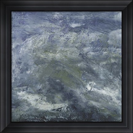 Framed Encaustic Tile in Blue III Print